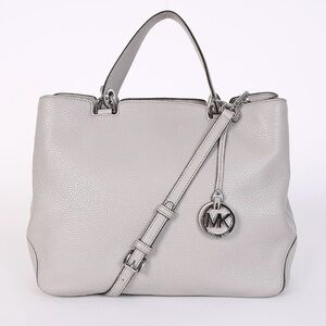 Michael Kors Annabelle Tote Shoulder Crossbody Bag Gray Pebbled Leather